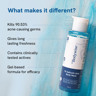 Be Bodywise 1% Salicylic Acid Body Wash | Prevents Body Acne & Exfoliates Skin | With Chamomile Extract | 100ml